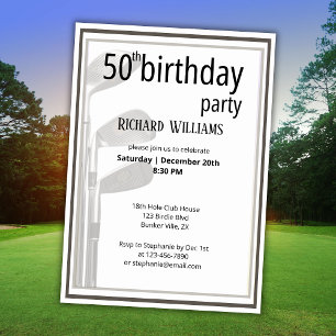 Golf Modern Zwart Wit Mannen 50e verjaardag Kaart