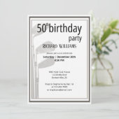 Golf Modern Zwart Wit Mannen 50e verjaardag Kaart (Staand voorkant)