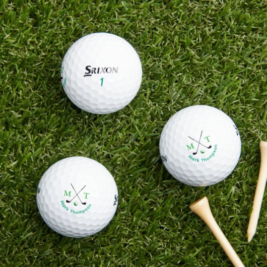 Golf Moderne Typografie Groen Monogram Golfballen (Insitu Gras)