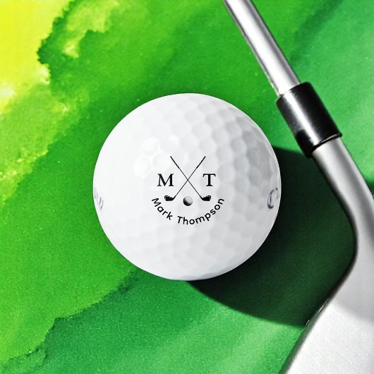 Golf Moderne Typografie Monogram Golfballen