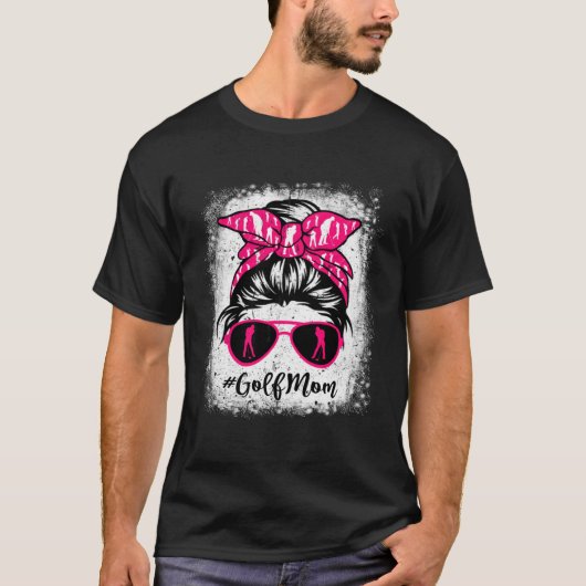 Golf Moeder Leopard Messy Bun Sport Moederdag T-shirt (Voorkant)