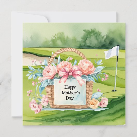 Golf Moederdag bloemenmand op golfbaan Kaart (Voorkant)
