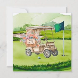 Golf Moederdag bloemenmand op golfkarretje Kaart