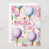 Golf Moederdag met bal en bloemen voor Moeder Feestdagenkaart (Voorkant / Achterkant)
