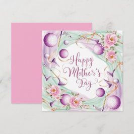 Golf Moederdag met bal en bloemen voor Moeder Feestdagenkaart