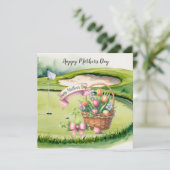 Golf Moederdag met bloemstukken op green Kaart (Staand voorkant)