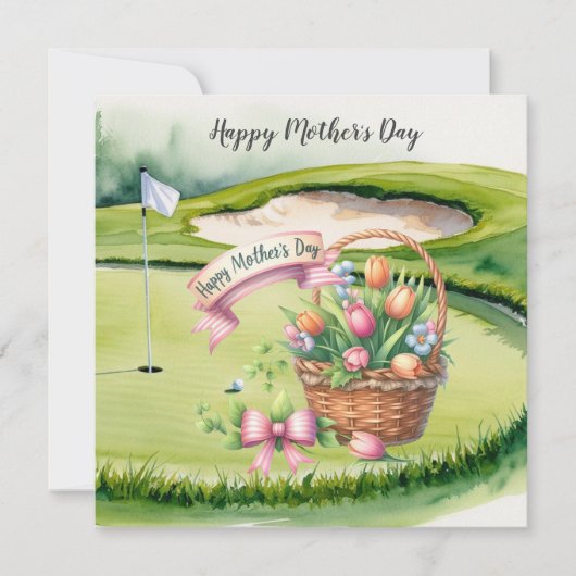 Golf Moederdag met bloemstukken op green Kaart (Voorkant)