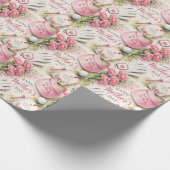 Golf Moederdag met golfbal en bloemen Cadeaupapier (Hoek)