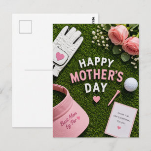 Golf Moederdag voor golfmoeder met bal op green Briefkaart