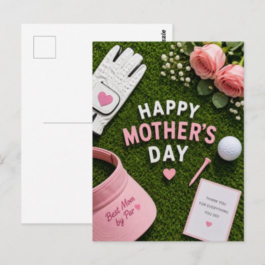 Golf Moederdag voor golfmoeder met bal op green Briefkaart (Voorkant / Achterkant)