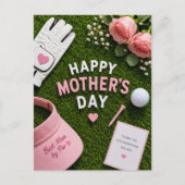 Golf Moederdag voor golfmoeder met bal op green Briefkaart (Voorkant)