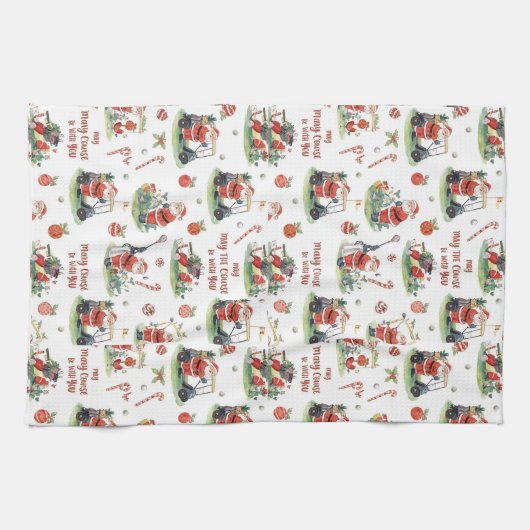 Golf Moge de baan bij u zijn Kerstman Theedoek (Horizontaal)