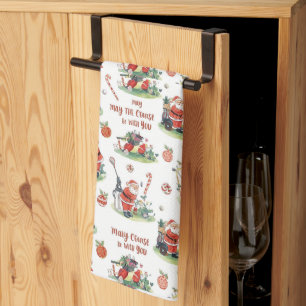 Golf Moge de baan bij u zijn Kerstman Theedoek