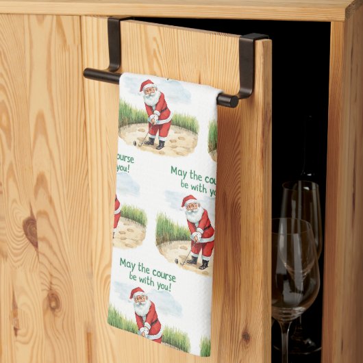 Golf Moge de baan bij u zijn Kerstman Theedoek (Derde Gevouwen)