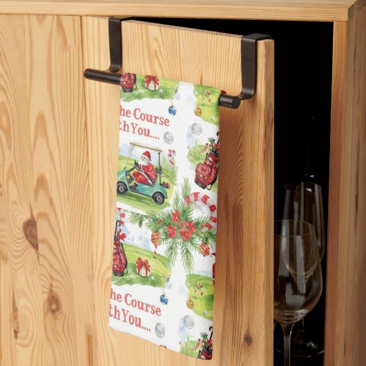 Golf Moge de baan bij u zijn Kerstman Theedoek (Derde Gevouwen)