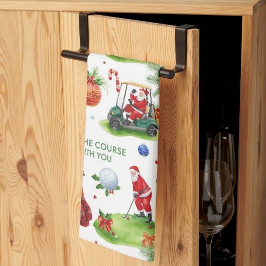 Golf Moge de baan bij u zijn Kerstman Theedoek (Derde Gevouwen)