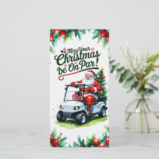 Golf "Moge uw Kerstmis op Par!" voor golfer Feestdagenkaart (Staand voorkant)