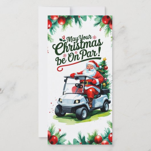 Golf "Moge uw Kerstmis op Par!" voor golfer Feestdagenkaart (Voorkant)