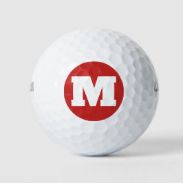 Golf Monogram Aangepast Initiaal Rood & Wit Golfballen