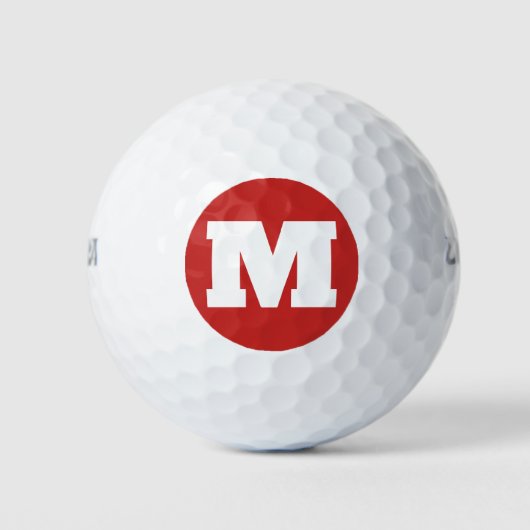Golf Monogram Aangepast Initiaal Rood & Wit Golfballen (Voorkant)