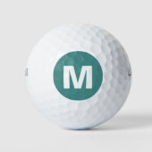 Golf Monogram Aangepaste Initiaal Blauwgroen & Wit Golfballen (Voorkant)