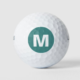 Golf Monogram Aangepaste Initiaal Blauwgroen & Wit Golfballen