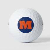 Golf Monogram Aangepaste Initiaal Sinaasappel & Bl Golfballen (Voorkant)