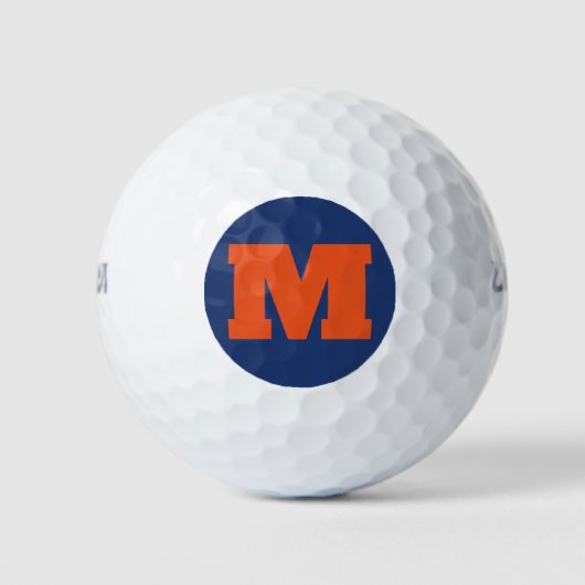 Golf Monogram Aangepaste Initiaal Sinaasappel & Bl Golfballen (Voorkant)