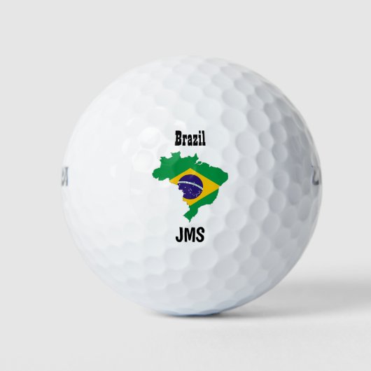 Golf Monogram - Braziliaanse vlag - Kaart Golfballen (Voorkant)
