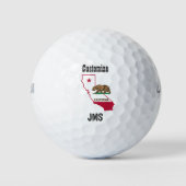 Golf Monogram California Map Vlag Golfballen (Voorkant)