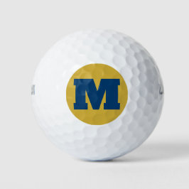 Golf Monogram Custom Initiaal Blauw & Goud Golfballen