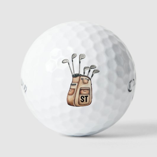 Golf monogram eerste waterverf Golftas logo Golfballen (Voorkant)