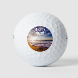 Golf Monogram Funny Humoureuze Beach Serenity Now Golfballen