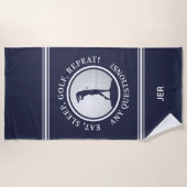 Golf Monogram Golfer Modern Sports Pro Blue Cute Strandlaken (Voorkant)