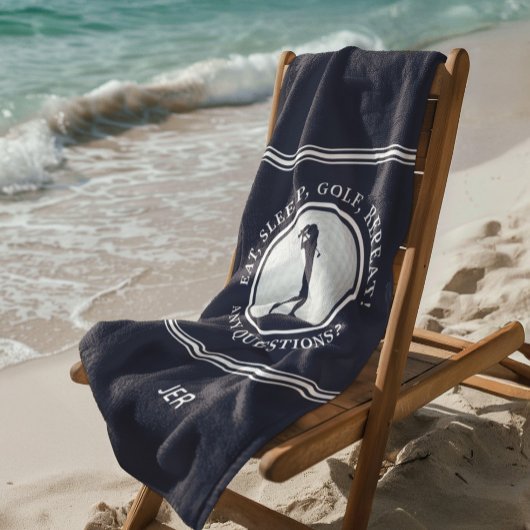 Golf Monogram Golfer Modern Sports Pro Blue Cute Strandlaken