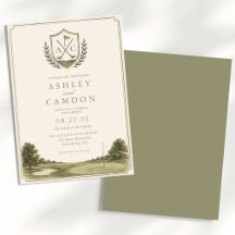 Golf Monogram Goud Salie Groen Huwelijk
