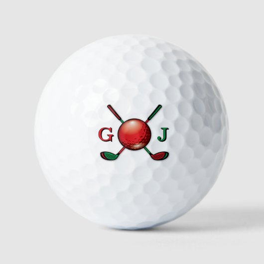 Golf Monogram in kerstkleuren Design Golfballen (Voorkant)