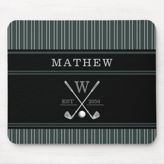 Golf Monogram Initiaal Name Heritage Green Muismat (Voorkant)