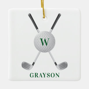 Golf Monogram Keramisch Ornament