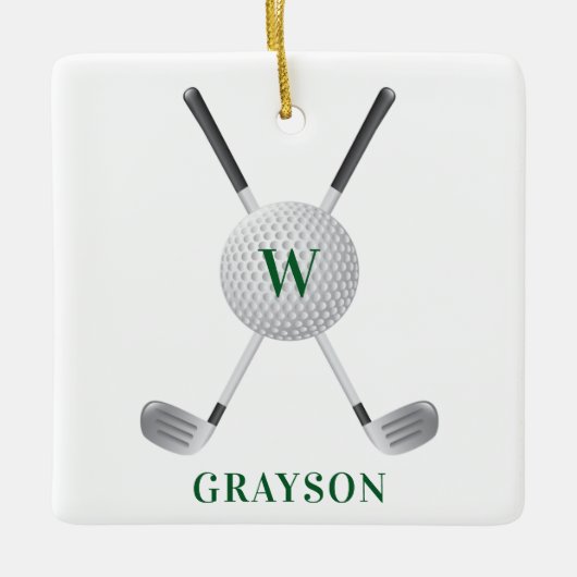 Golf Monogram Keramisch Ornament (Voorkant)