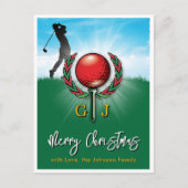 Golf Monogram Kerstmis Vakantiedesign Briefkaart (Voorkant)