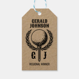 Golf Monogram met Kransontwerp Cadeaulabel