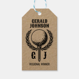 Golf Monogram met Kransontwerp Cadeaulabel