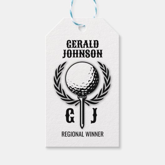 Golf Monogram met Kransontwerp Cadeaulabel (Voorkant)