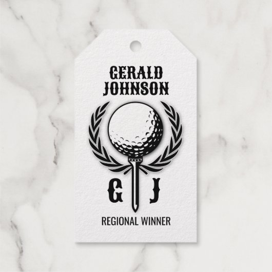 Golf-monogram met kransontwerp cadeaulabels (Achterkant)