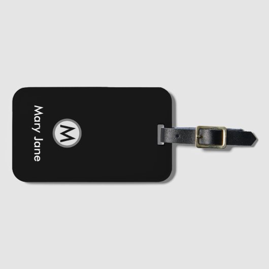 Golf Monogram met zwarte naam Bagagelabel (Voorkant (horizontaal))