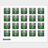 Golf Monogram Metaal Groen en Zilver Vierkante Sticker (Vel)