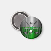 Golf Monogram Metallic Green and Silver Magneet (Voorkant / Achterkant)