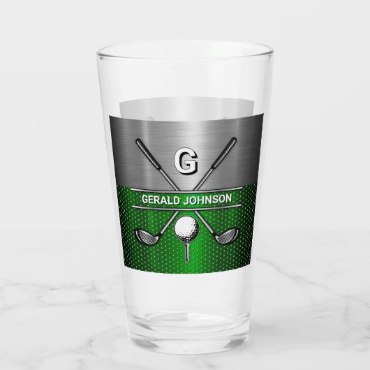 Golf Monogram Metallic Groen en Zilver Glas (Achterkant)