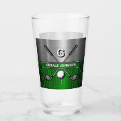Golf Monogram Metallic Groen en Zilver Glas (Voorkant)